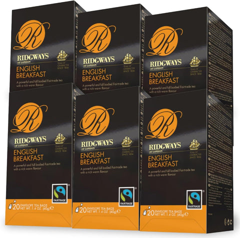 Ridgways English Breakfast Enveloped Tea - 6 boxes of 20 Bags