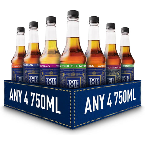 Tate & Lyle - Custom Case Pure Cane Sugar Syrups - Choose your Own - With Pumps Options - Fairtrade, Vegan and Vegetarian Friendly - Cold Drinks and Hot Drinks - 750ml x 4