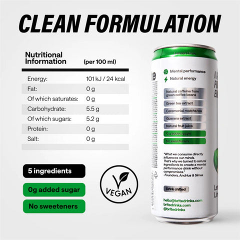 Brite Natural Focus + Sparkling Brite Lemon Lime 12 x 330ml