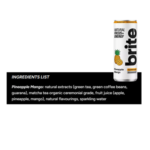 Brite Natural Focus+ Energy Pineapple Mango 12 x 330ml
