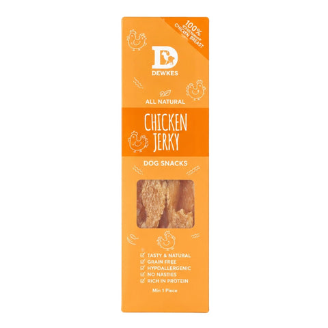 Dewkes Chicken Jerky Dog Treats 40g 100% Chicken Breast, packaging photo 1