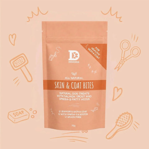 Dewkes Skin & Coat Bites Salmon Dog Treats 70g, packaging photo 7