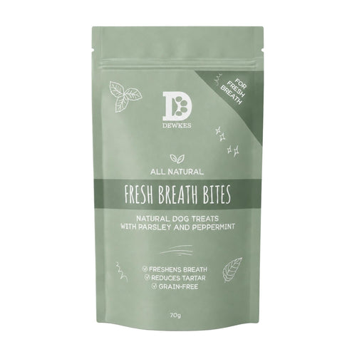Dewkes Fresh Breath Bites Dental Dog Treats 70g, packaging photo 1