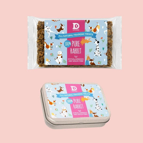 Dewkes Rabbit Pure Meat Dog Treats Reusable Tin, packaging photo 4