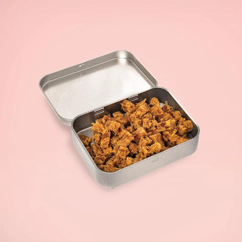 Dewkes Rabbit Pure Meat Dog Treats Reusable Tin, packaging photo 5