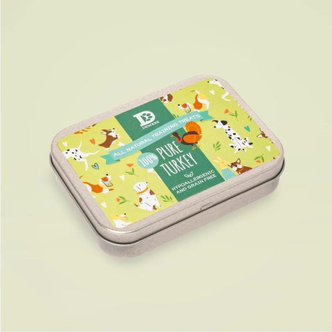 Dewkes Turkey Pure Meat Dog Treats Reusable Tin, packaging photo 6