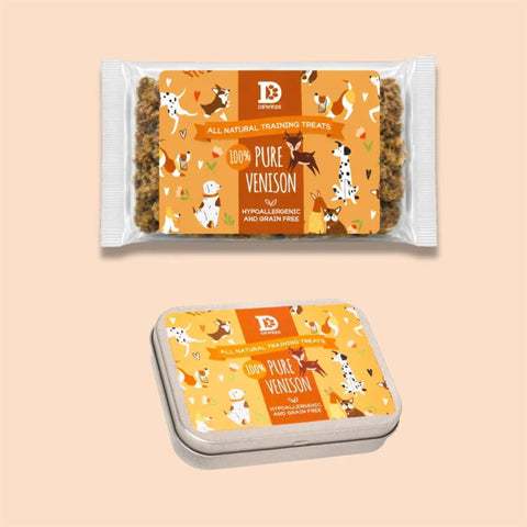 Dewkes Venison Pure Meat Dog Treats Reusable Tin, packaging photo 4
