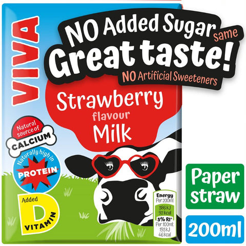 Viva Strawberry Flavoured Milk Cartons 27x200ml