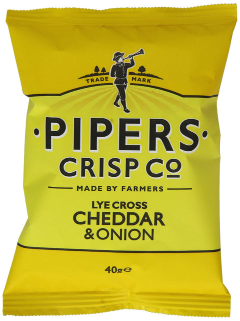 Pipers Crisps Lye Cross Cheddar and Onion 24x40g