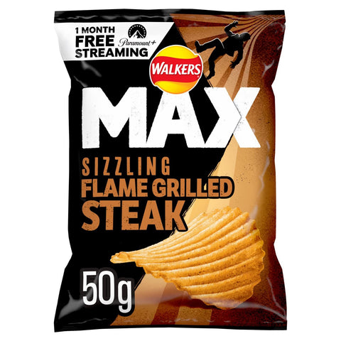 Walkers Max Flame Grilled Steak Crisps 24x50g