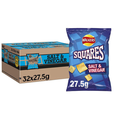 Walkers Squares Salt and Vinegar Snacks 32x27.5g