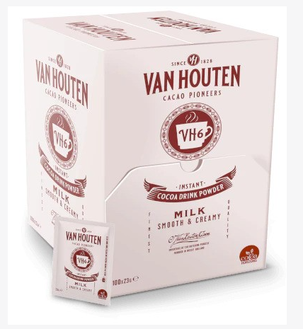 Van Houten Cocoa Drink Powder - Milk Flavour sachets - 100 Sachets