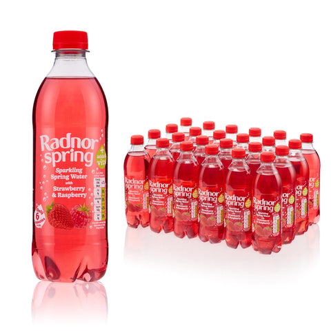 Bottles of Radnor Spring Strawberry & Raspberry sparkling spring water 24x 500ml bottles