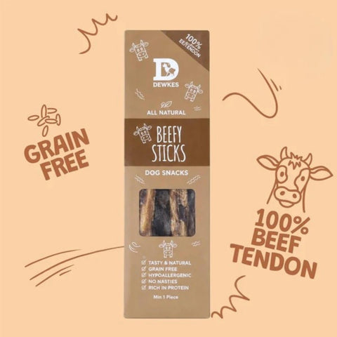 Dewkes Beefy Sticks Dog Treats 85g 100% Beef Tendon