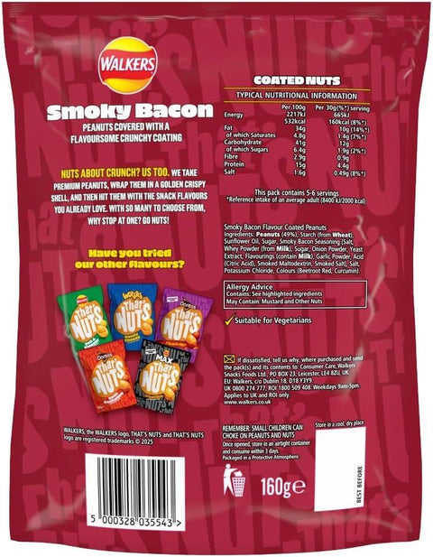 That's Nuts Walkers Bacon Bag 8x160g