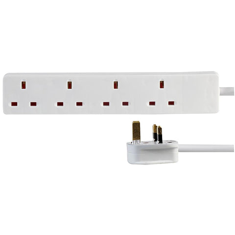 Pro-Elec 4 Gang Mains Extension Lead, 10m, White - PELB1906
