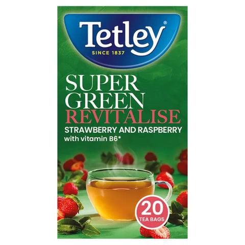 Tetley Super Green Boost Revitalise Strawberry & Raspberry Tea 6x20x2g