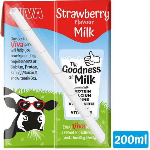 Viva Strawberry Flavoured Milk Cartons 27x200ml