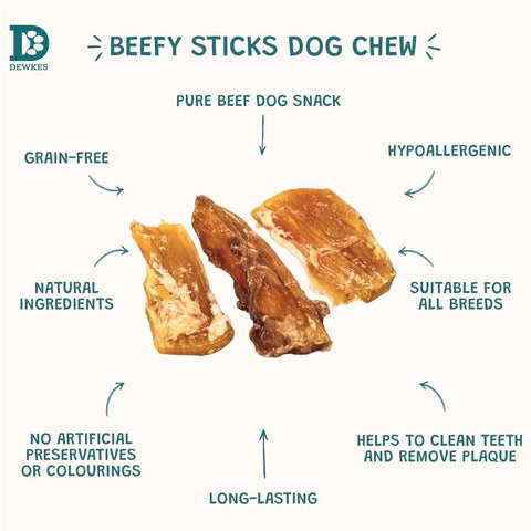 Dewkes Beefy Sticks Dog Treats 85g 100% Beef Tendon