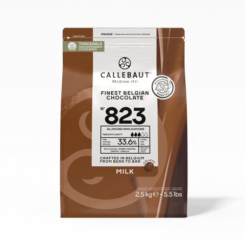 Callebaut 823 Finest Belgian Milk Chocolate Couverture Callets 33.6% Cocoa 2.5kg
