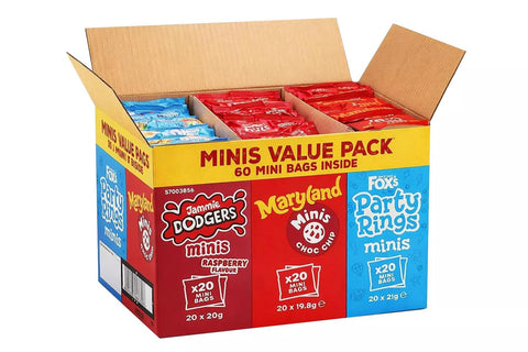 Fox's Mini Biscuits Variety Box 60 Pack Jammie Dodgers Maryland Party Rings