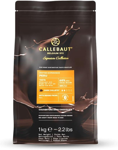 Callebaut Zestina Peru Organic Couverture Dark Chocolate Callets 1x1kg