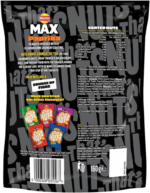 That's Nuts Walkers Max Paprika Bag 8x160g