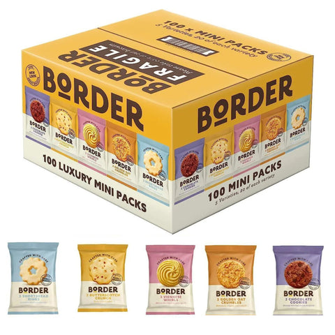 Border Biscuits 100 Luxury Mini Packs with 5 Varieties