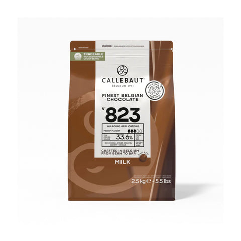 Callebaut 823 Finest Belgian Milk Chocolate Couverture Callets 33.6% Cocoa 2.5kg