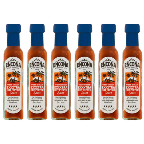 Encona West Indian Extra Hot Pepper Sauce 6 x 142ml Bottles