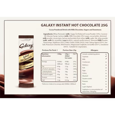 Galaxy Instant Hot Chocolate Sachets 50x25g