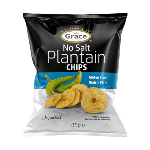 Grace No Salt Plantain Chips 9x85g