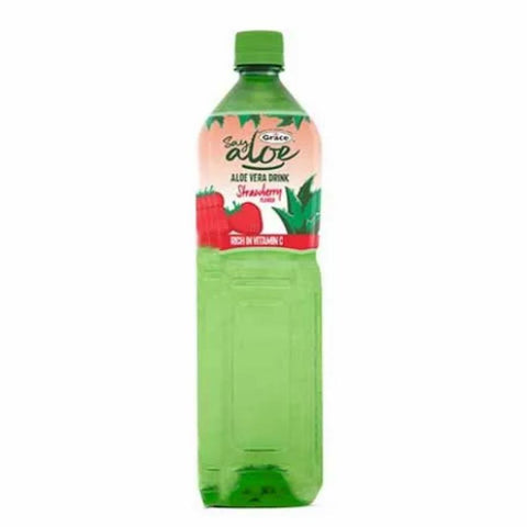 Green Grace Say Aloe bottle with a label on a white background
