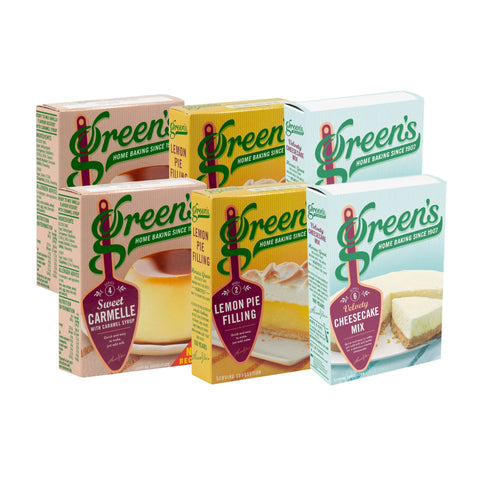 Green's Bundle - Cheesecake 2x259g, Lemon Pie 2x140g & Carmelle 2x70g