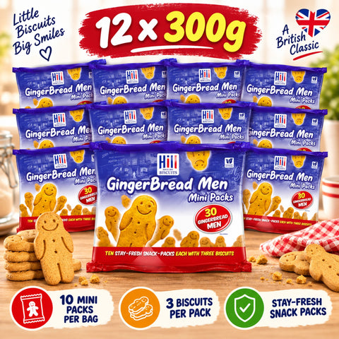 Hill Gingerbread Men Mini Packs biscuits shaped like gingerbread men