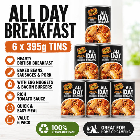 Hunger Breaks All Day Breakfast 6 x 395g Tins