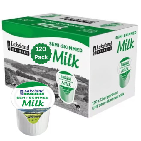 Lakeland Semi-Skimmed UHT Milk Pots – 120 12ml Single-Serve Portions