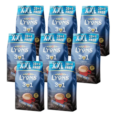 Lyons XXL 3 in 1 Latte Sachets 8 x 24 (192) 18g Servings