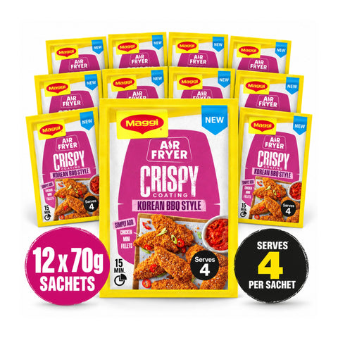Close up of Maggi Air Fryer Crispy Coating Korean BBQ Style sachet packaging