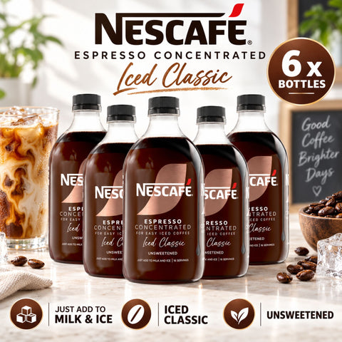 Nescafe Espresso Concentrated Iced Classic Unsweetened bottles grouped together