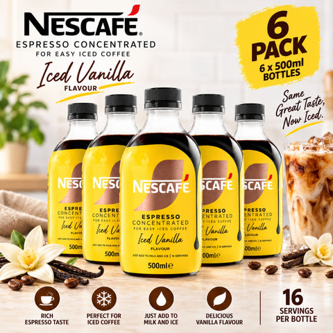 Nescafe Espresso Concentrated Iced Vanilla bottles grouped together