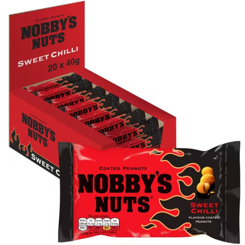 Nobby's Nuts Sweet Chilli snack package with red and black design.