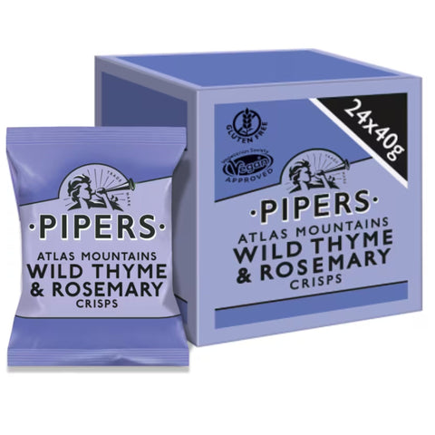 Pipers Crisps Atlas Mountain Wild Thyme & Rosemary 24x40g