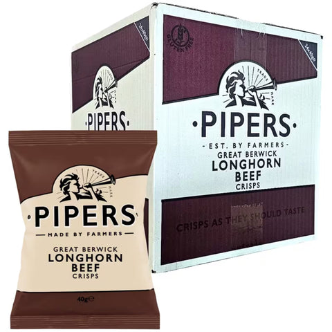 Pipers Crisps New Flavour Berwick Longhorn Beef 24x 40g Packs