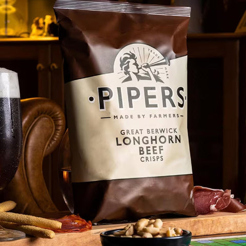 Pipers Crisps New Flavour Berwick Longhorn Beef 24x 40g Packs