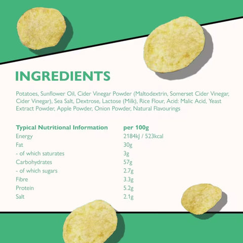 Pipers Crisps Burrow Hill Cider Vinegar and Sea Salt 24x40g