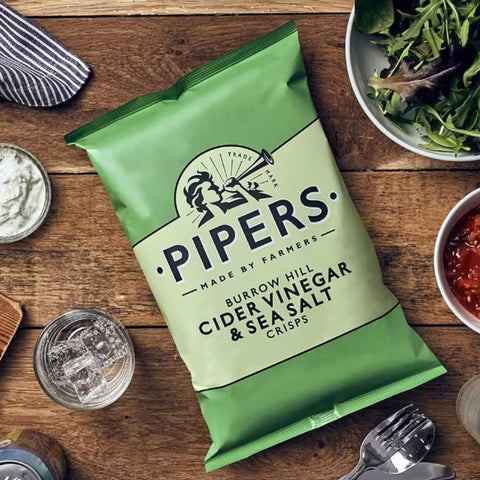 Pipers Crisps Burrow Hill Cider Vinegar and Sea Salt 24x40g