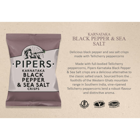 Pipers Gluten-Free Karnataka Black Pepper & Sea Salt Vegan Crisps 24x40g