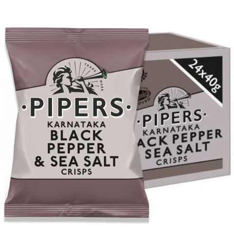 Pipers Gluten-Free Karnataka Black Pepper & Sea Salt Vegan Crisps 24x40g