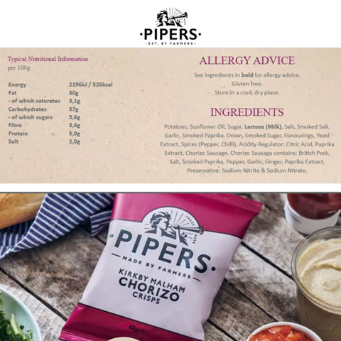 Pipers Crisps Trealy Farm Chorizo 24x40g
